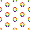 Vector pattern with white fist in a rainbow circle Royalty Free Stock Photo