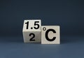 Symbol for limiting global warming 1.5C or 2C degrees Celsius