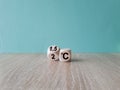 Symbol for limiting global warming. Turned a cube and changed the expression 2 C to 1.5 C, or vice versa. Concept. Beautiful