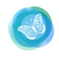 Symbol logo blue butterflys. Vector illustration