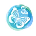 Symbol logo blue butterflys. Vector illustration