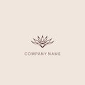 A symbol or logo of a simple, minimalistic, stylized flower shape, consisting of several elements. Made with a thin contour line Royalty Free Stock Photo