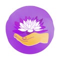 A symbol of lotus with upholding hand Royalty Free Stock Photo