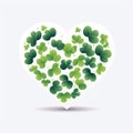 Symbol of Love and Luck: A Heart of Vibrant Green Clovers - Generative AI