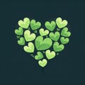 Symbol of Love and Luck: A Heart of Vibrant Green Clovers - Generative AI