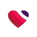 Symbol of love, red heart logo design, modern style illustration - Vector Royalty Free Stock Photo