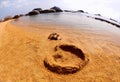 Symbol love on sand