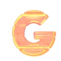 Symbol made of orange colored ice. letter g
