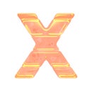 Symbol made of orange colored ice. letter x