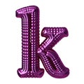 Symbol made of purple spheres. letter k