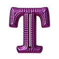 Symbol made of purple spheres. letter t