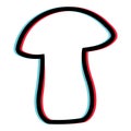 symbol of the magic mushroom with two multiple layers, vector logo of hallucinogenic mushroom, a magic stereoscopic