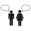 the symbol of man and woman conversing on white