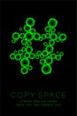 Symbol Microscope Disease cells close up set, Hashtag sign green color