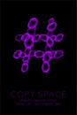 Symbol Microscope Disease cells close up set, Hashtag sign purple color
