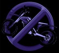 symbol Motorcycle Forbidden Icon on black background Vector illustration design