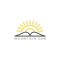 Symbol of mountain sun rays geometric design vector Royalty Free Stock Photo