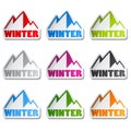 Symbol of mountains - sticker of winter