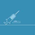 Symbol of needle and syringe for vaccination.