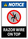 Symbol Notice Sign Razor Wire on Top