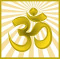 Symbol om on sun burst background Royalty Free Stock Photo