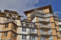 Symbol of oriental architecture with detail of new housing development with architectural details typical for Chinese Royalty Free Stock Photo