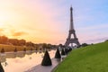 symbol of Paris and all of France is the elegant and unique Eiffel tower. Photo Taken in the area of Trocadero square during Royalty Free Stock Photo