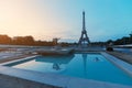 symbol of Paris and all of France is the elegant and unique Eiffel tower. Photo Taken in the area of Trocadero square during Royalty Free Stock Photo