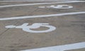The symbol is a parking space for the disabled. Close-up of international markings for disabled parking spaces Royalty Free Stock Photo
