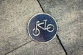 Symbol on pavement marked bicycle path Royalty Free Stock Photo