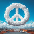 the symbol of peace made of clouds float in the sky Royalty Free Stock Photo