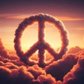 the symbol of peace made of clouds float in the sky Royalty Free Stock Photo