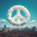 the symbol of peace made of clouds float in the sky Royalty Free Stock Photo