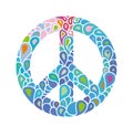Symbol of peace. Peace sign consists of bright bubbles.