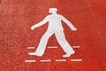 Symbol for pedestrians, pedestrian footway under construction.