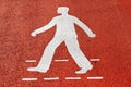 Symbol for pedestrians, pedestrian footway under construction.