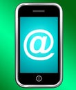 At Symbol On Phone Shows @ At-Sign Email Royalty Free Stock Photo