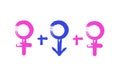 Symbol of polyamorous and polygamous relationships.Male sex symbol and female sex symbols.modern relations Royalty Free Stock Photo