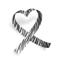 Symbol of rare disease, realistic ribbon with zebra print. Template for awareness day on 28 february, vector