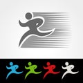 Symbol rate of delivery package or speed icon of download and upload, silhouette of running man, runner Royalty Free Stock Photo