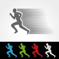 Symbol rate of delivery package or speed icon of download and upload, silhouette of running man, runner