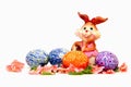 Easter bunny and painted eggs - Easter symbol