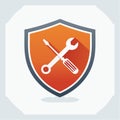 Secure Maintenance and Repair Shield Icon Royalty Free Stock Photo