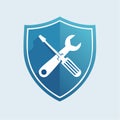 Technical Support and Security Shield Icon Royalty Free Stock Photo
