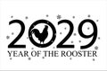 Symbol of rooster 2029 on the Chinese calendar, vector illustration