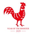 Symbol of rooster 2029 on the Chinese calendar, vector illustration