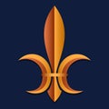 Symbol of royal power in medieval France . Stylization. Heraldry. Blue background. Vector illustration.