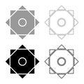 Symbol Rub el Hizb Islam Ramadan equilibrium of static dynamic Sacred geometry set icon grey black color vector illustration
