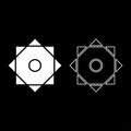 Symbol Rub el Hizb Islam Ramadan equilibrium of static dynamic Sacred geometry set icon white color vector illustration image