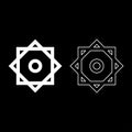 Symbol Rub el Hizb Islam Ramadan equilibrium of static dynamic Sacred geometry set icon white color vector illustration image